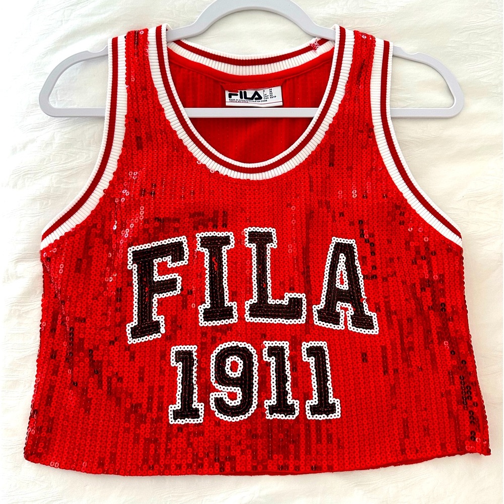 Authentic Fila Sequence crop top XS